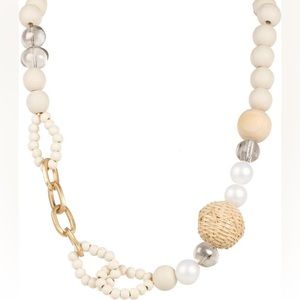 SAACHI Joan Statement Beachy Natural Wood Glass Beads Necklace Nordstrom Rack